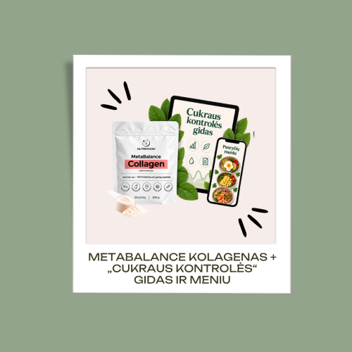 MetaBalance kolagenas su Nextida® GC peptidais + „Cukraus kontrolės“ gidas ir meniu